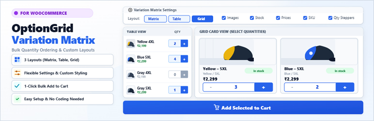 WC Variation Matrix Pro – Bulk Variations Table, Grid & Matrix for WooCommerce