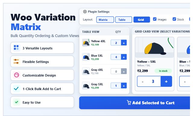 WC Variation Matrix Pro – Bulk Variations Table, Grid & Matrix for WooCommerce